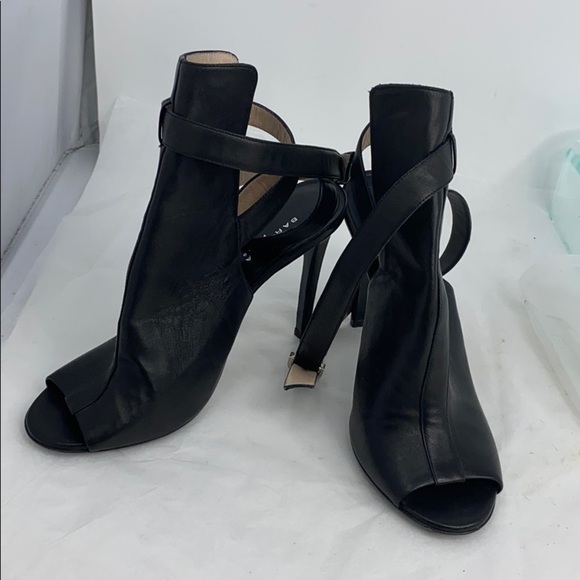 Barbara Bui Sz 38 Black Leather Ankle Wrap Heels - Picture 6 of 16